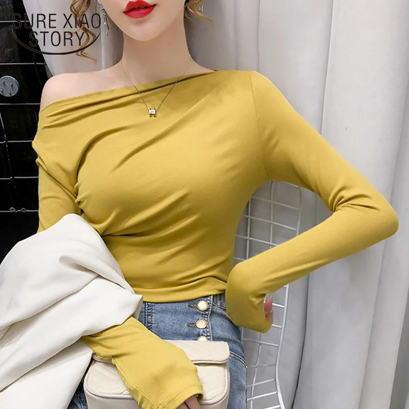 

Plus Size Autumn Long Sleeve Cotton Women Blouses Women 2020 Casual Office Lady White Shirt Slash Neck Slim Blouse Women 11086