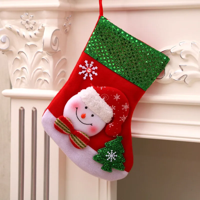 F Snowman Горячий рождественский подарок Новогодний носок для подарков Санта-Клаус рождественские елочные игрушки Рождественские Чулки s конфеты подарочная сумка Navidad - Цвет: F Snowman
