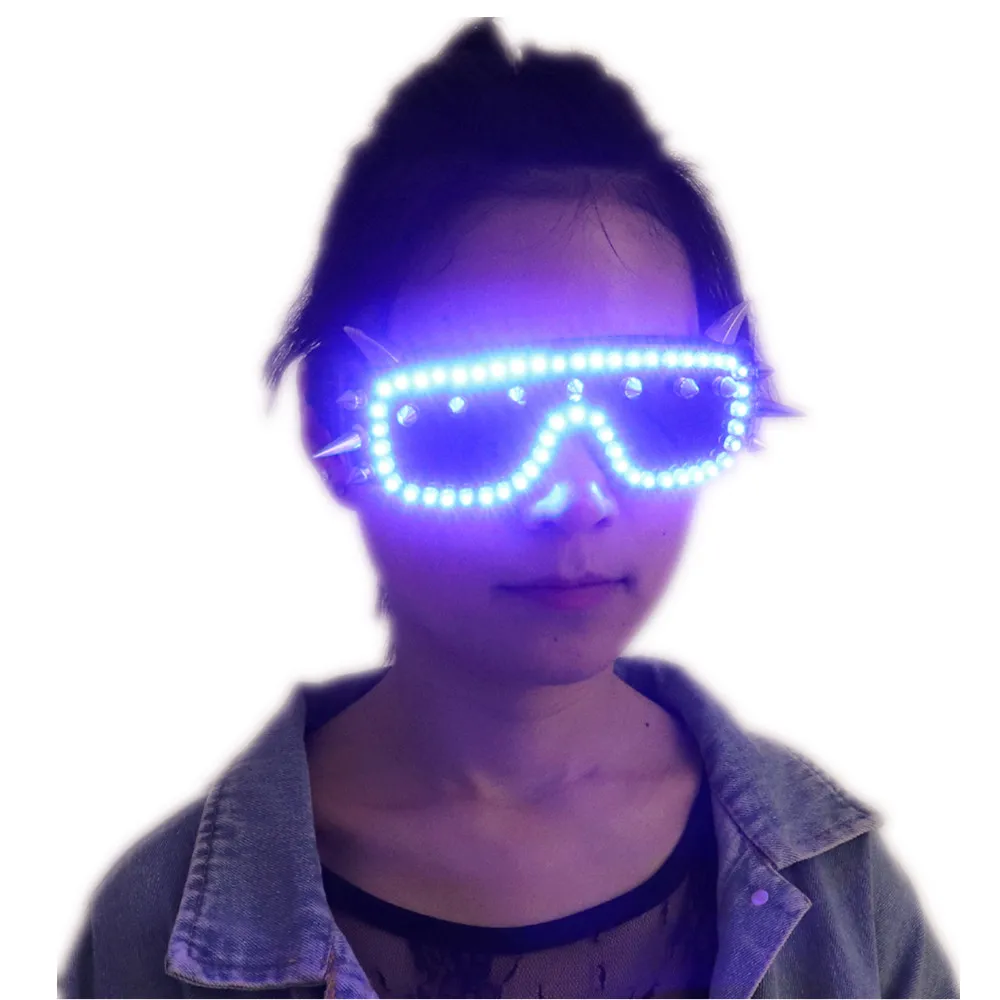 Бесплатная доставка светодиодный панк очки с заклепками для ночного концерта