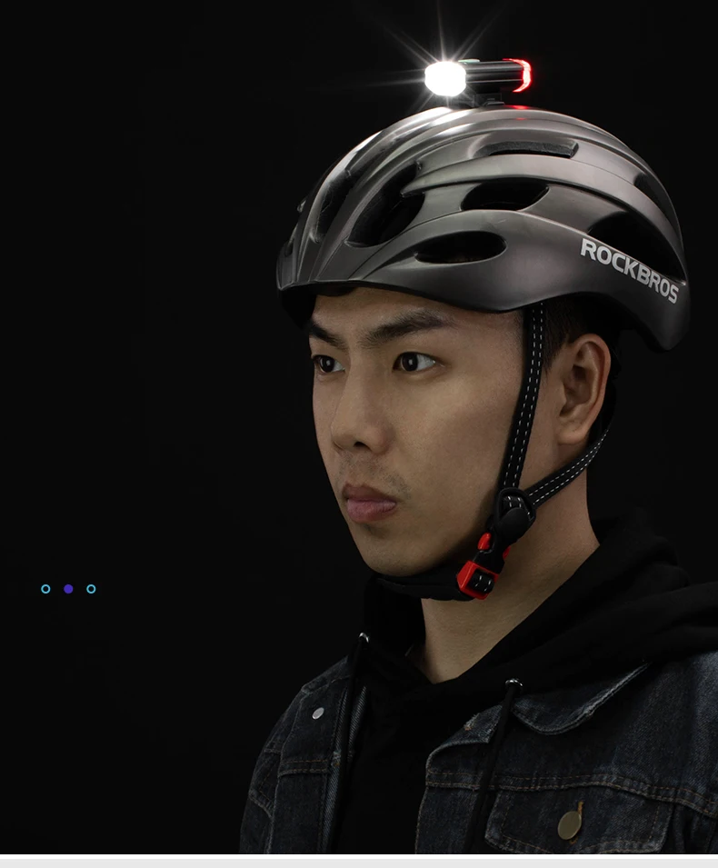 ROCKBROS New 100 Lumen Bicycle Helmet Light USB Rechargeable Flashlight Bike Front Rear Light Handlebar Helmet Top Two-way Light