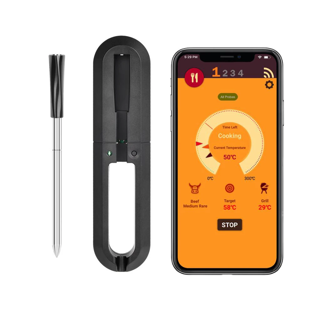 Термометр цифровой беспроводной для мяса водонепроницаемый IP67 духовки гриля