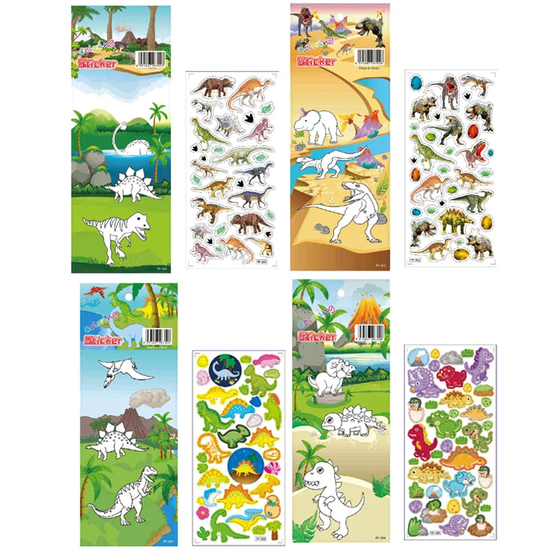 4 листа/уп наклейки для ногтей комплект с рисунком динозавра из мультфильма