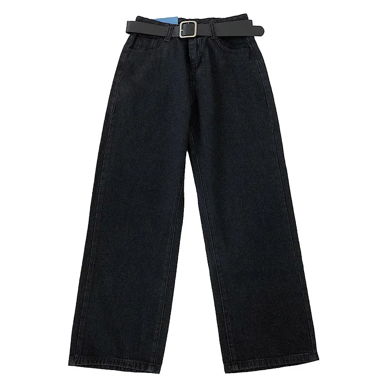 

Spring New Korean Style Simple All-match Basic and Pure Color Style Jeans Women's High Waist Slim Wide Leg Pants Waistband