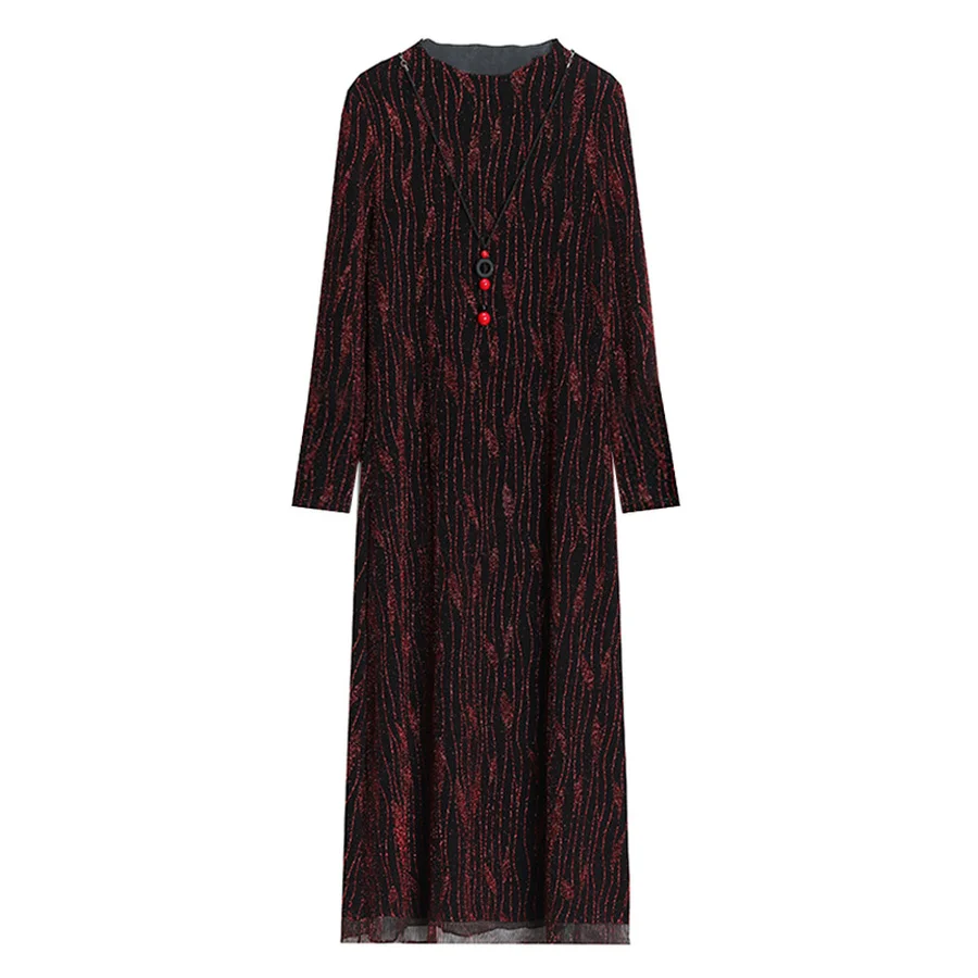 Винтажное красное элегантное платье миди Осень Зима Женское Новое 4XL Плюс Размер однотонное платье с длинным рукавом женское облегающее вечерние платья