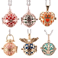 fashion womens gold color heart aromatherapy necklace music ball necklace perfume diffuser luxury jewelry accessories send pads