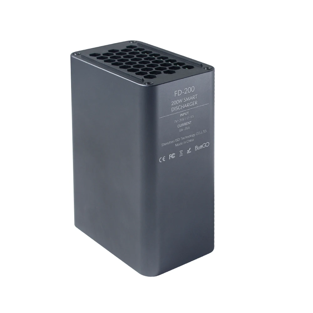 Puerto de descarga externo inteligente ISDT FD200, descargador inteligente compatible con 2s-8s, corriente de bater&iacute;a 5A 10A 15A 20A 25A, 200W-5