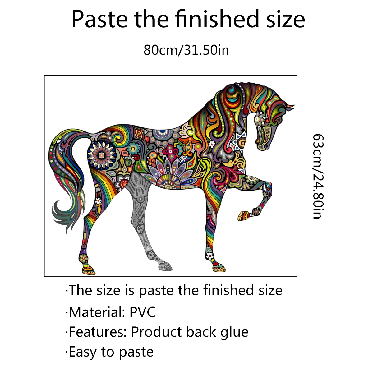 

Colorful Horse Cat Wall Sticker Creative Mural Art Animal Self Adhesive Decals Room Background Wall Decoration Movable
