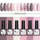 Набор гель-лаков для ногтей, серо-белого цвета, 6 шт.