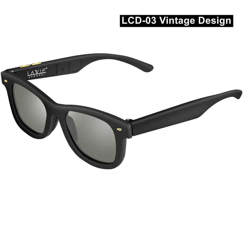 LCD03-BLK Дизайн Солнцезащитные очки для женщин ЖК-дисплей поляризационные Оптические стёкла электронный пропускания mannually Регулируемая Оптические стёкла Защита от солнца очки Винтаж Рамки - Цвет линз: LCD03-BLK