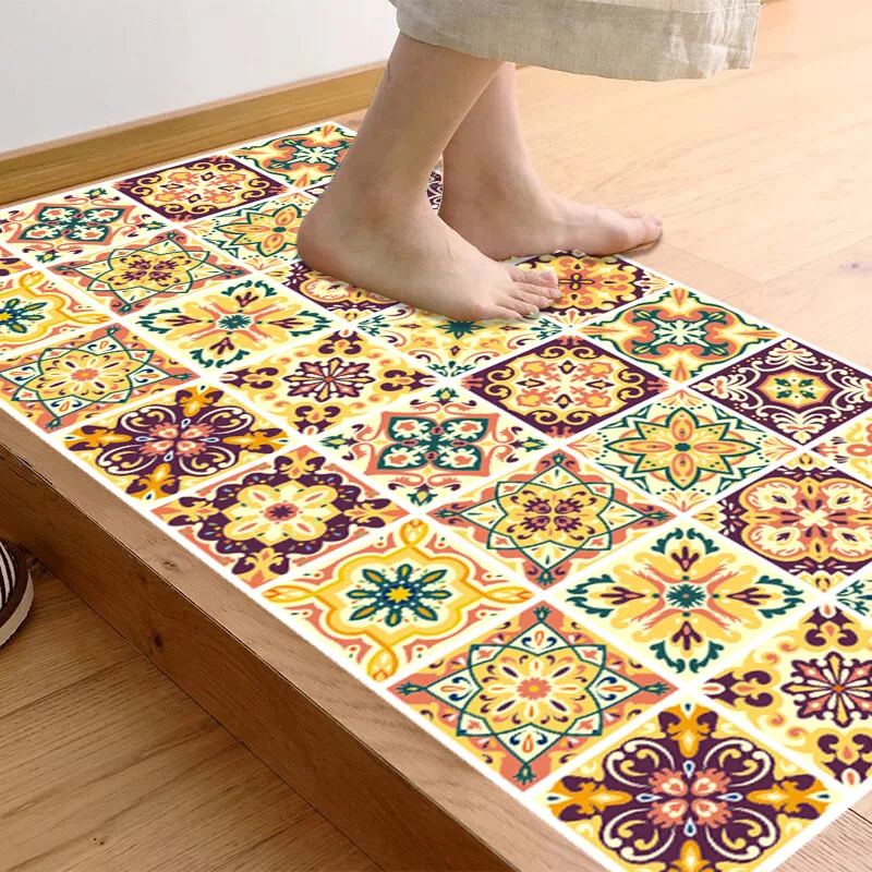

Morocco Tile Style Floor Stickers Bathroom Living Room Kitchen Bathroom Anti-slip Wear-resistant 3d Stickers
