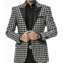 Costumes pied de poule pour Hommes, 2 pièces, Costumes sur mesure pour dîner de mariage, Tuexdos de fête, ensembles Blazer + pantalon  (2)