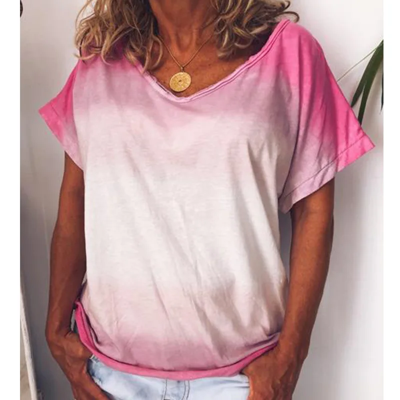 Женские футболки с радужной графикой летние топы градиентом и принтом больших