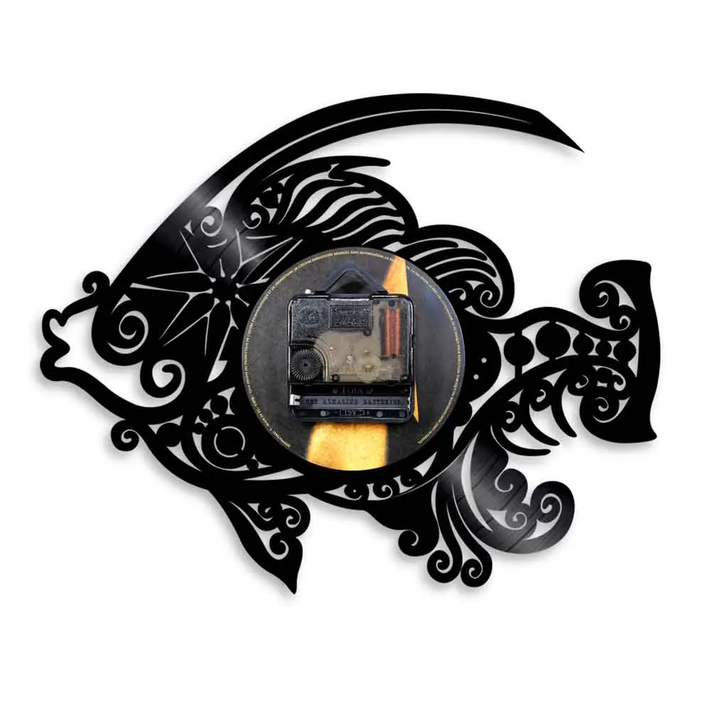 Современные настенные виниловые часы с рыбками ручной работы для домашнего