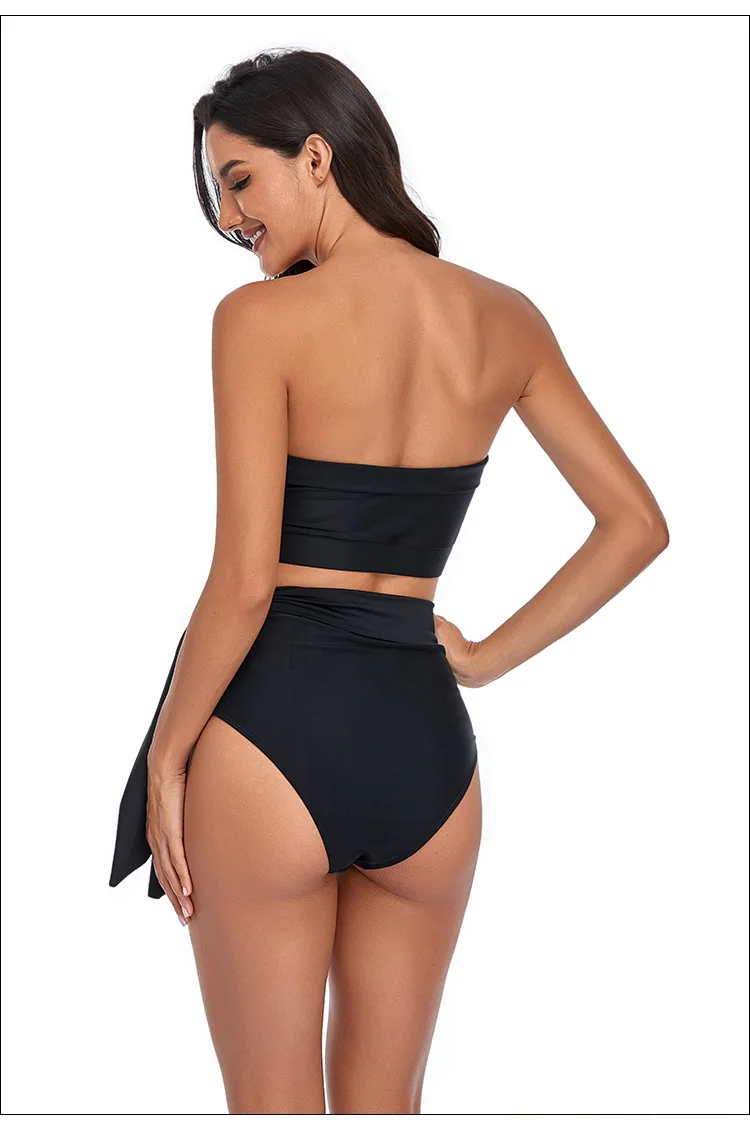 

Luren Bikini 2021 High Waist Split Plus Size Swimwear 2 Piece Set Bathing Suit Bathing Bandeau Swimsuit Woman