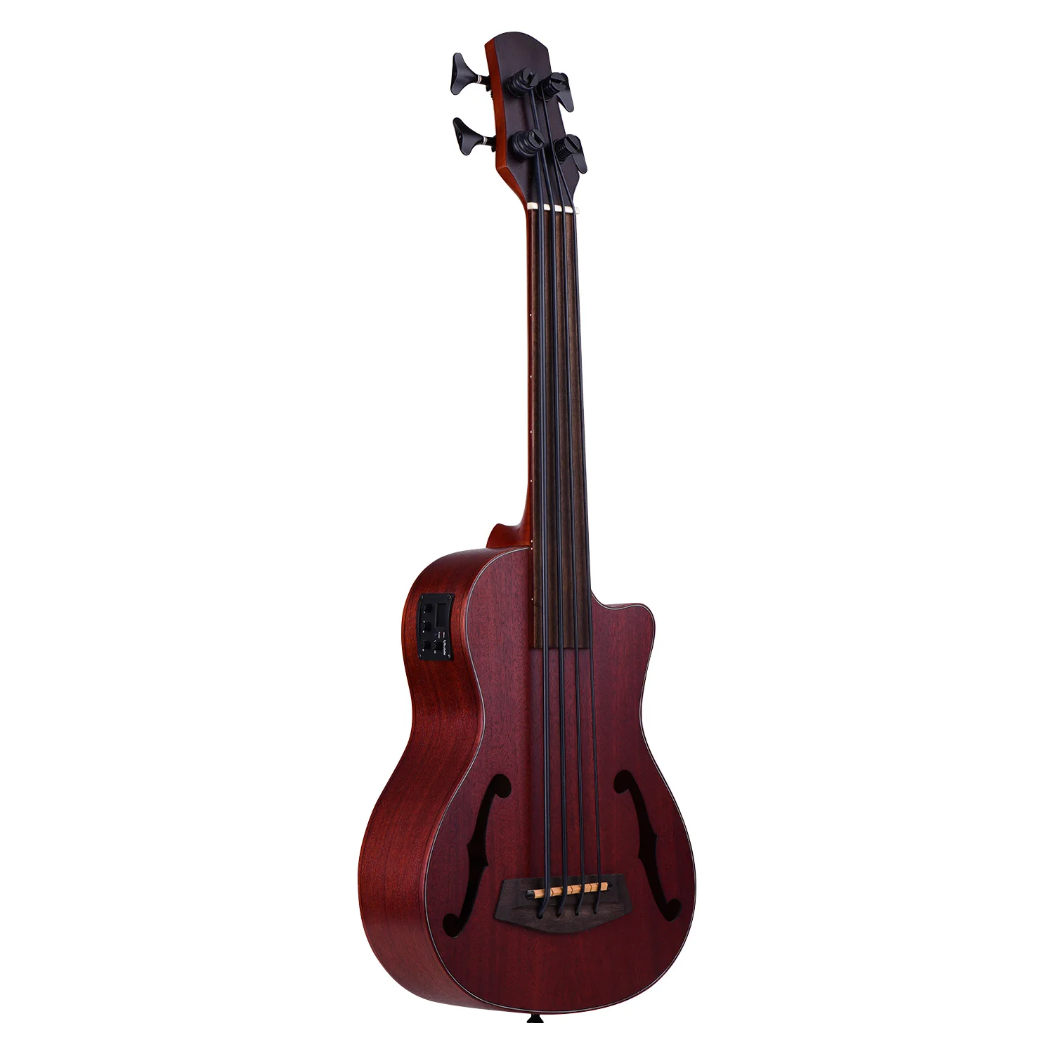

30 Inch Cutaway U-Bass UBass Wooden Electric Acoustic Bass Ukulele Ukelele Built-in EQ Tuner with F Sound Holes
