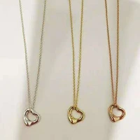 womens elegant fashion hollow heart pendant necklace original brand high quality jewelry logo holiday gift