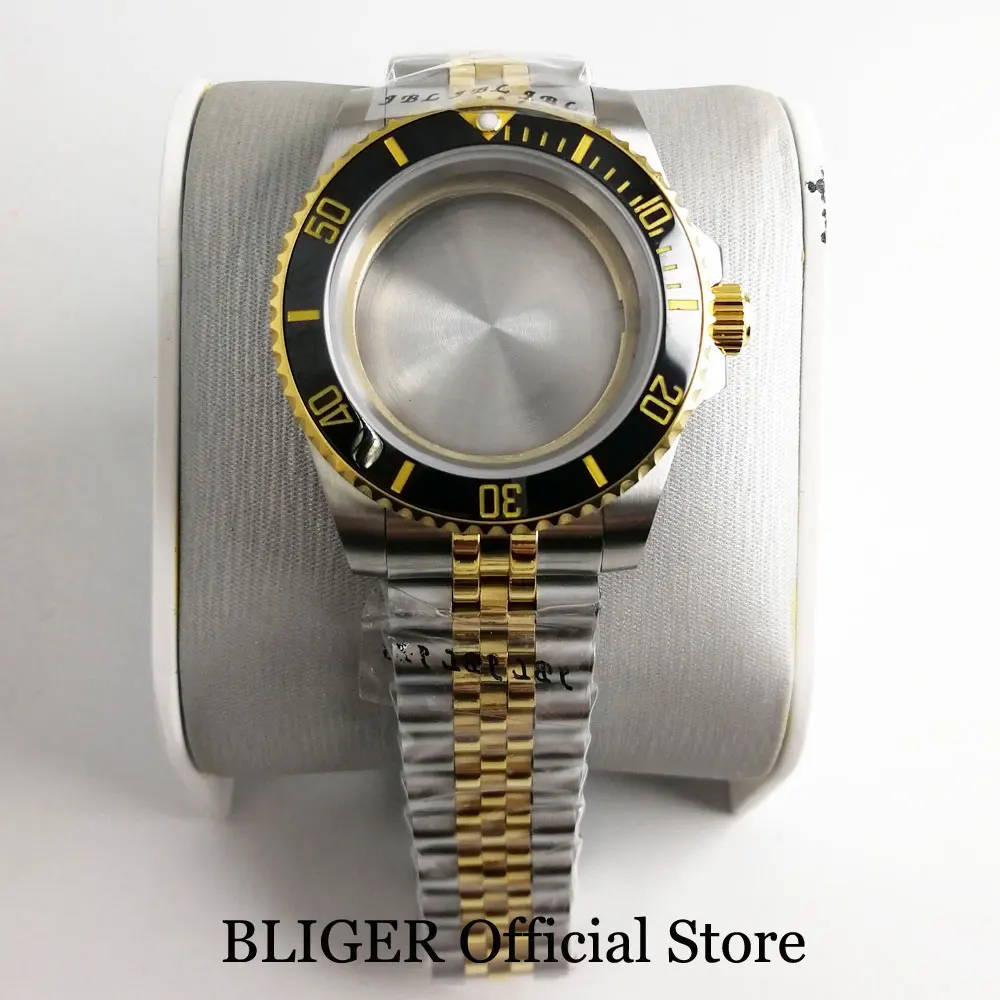 

BLIGER 40mm Stainless Steel Gold Watch Case + Jubilee Watch Bracelet Fit ETA 2836 MIYOTA Movement