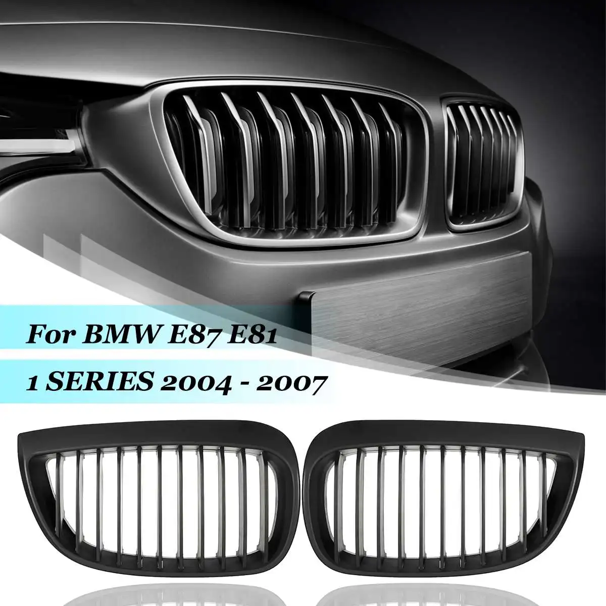 

Left And Right Front Sport Kidney Grill Grille For BMW E87/E81 1 Series 2004-2007 Racing Grills Matte Gloss black Carbon Fiber