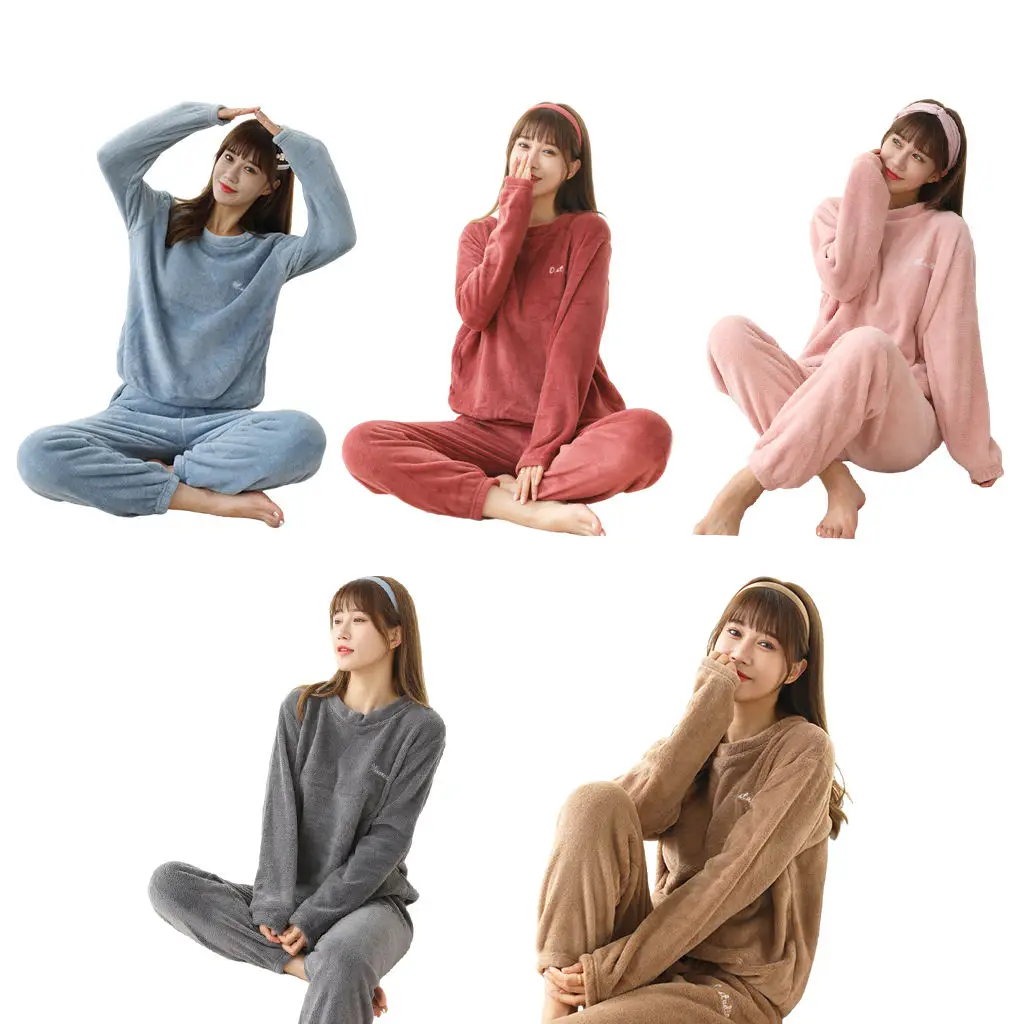 

Comfy Pajamas for Women 2-Piece Warm and Cozy Flannel Pj Set of Loungewear Long Sleeve Top Pants