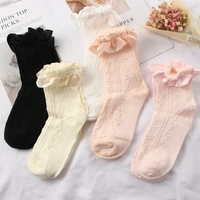 cute socks lolita ruffle designer blackwhite kawaii harajuku short socks women hosiery girls sweet cotton lace socks cosplay
