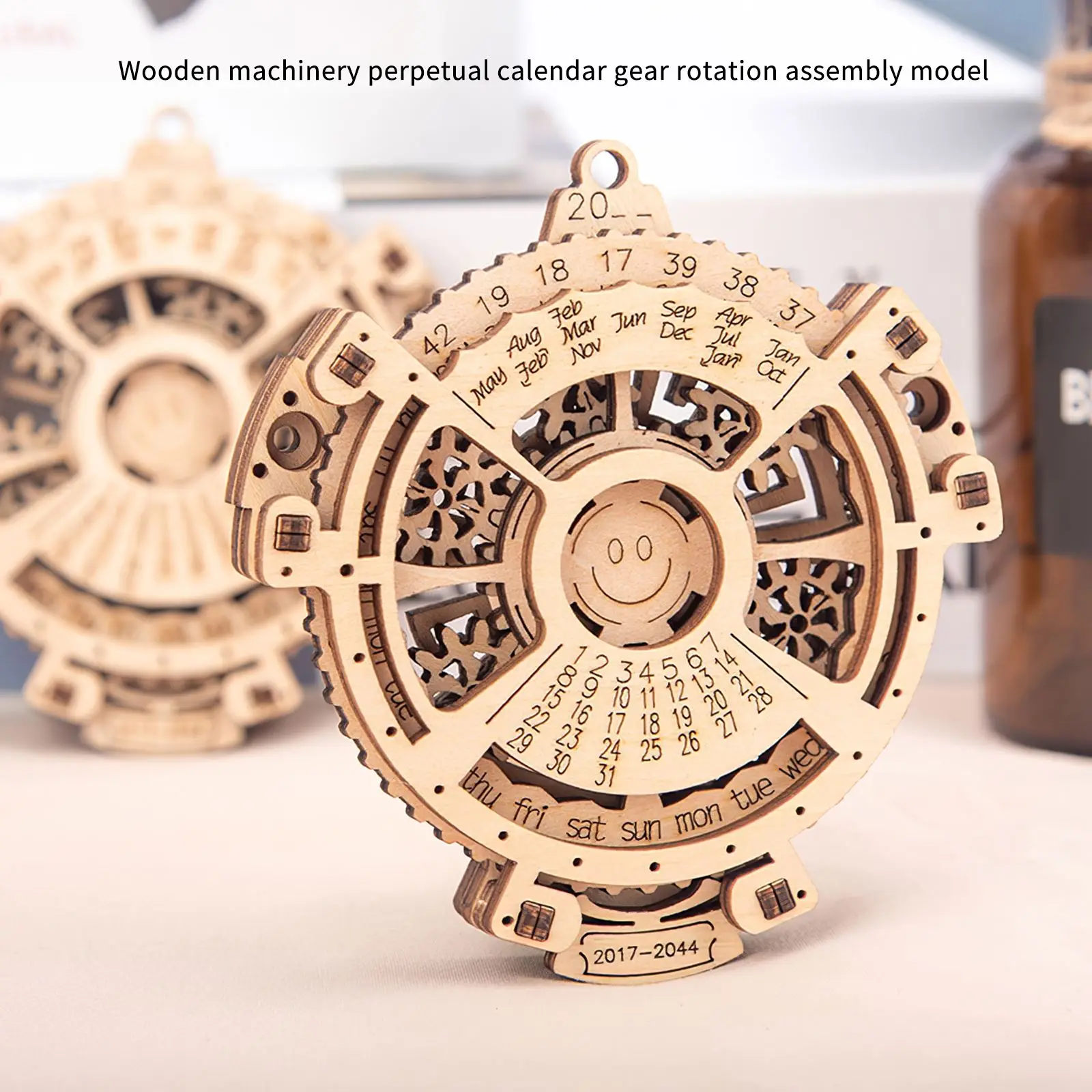 

Kids 3D Model Building Block Kits DIY Wooden Rotating Machinery Perpetual Calendar Gear Turning Assembly Models Educational Toy