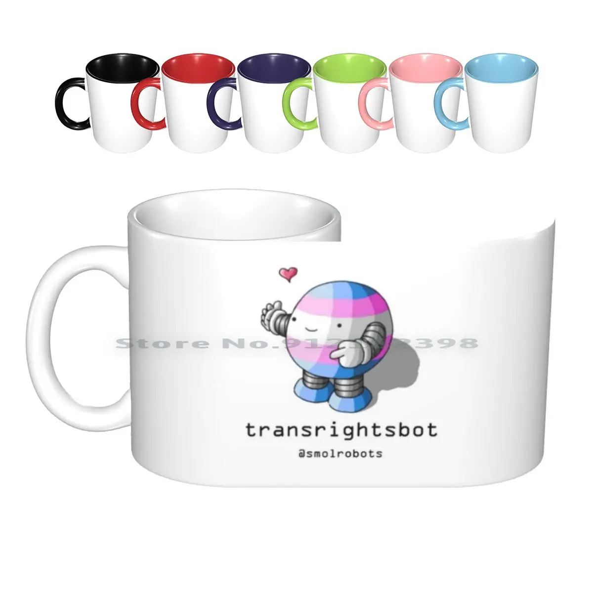 

Transrightsbot Ceramic Mugs Coffee Cups Milk Tea Mug Trans Lgbtq Queer Gender Valid Love Kindness Robot Smol Smolrobots