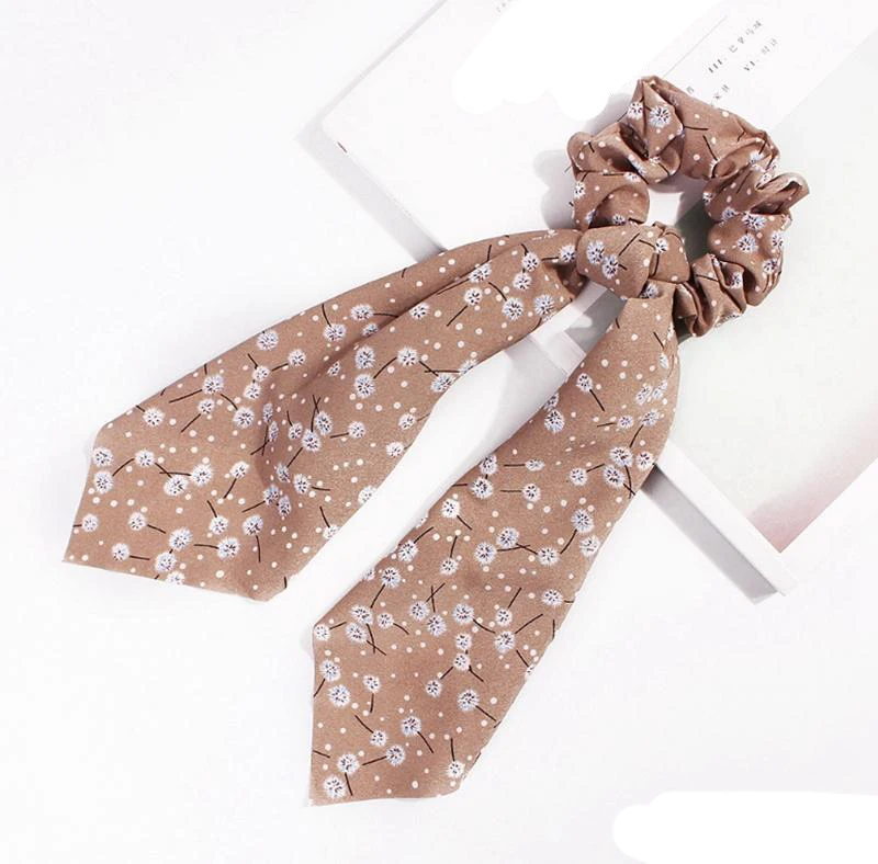 

Floral Scrunchies Bow Long Streamers Hair Ring Retro Ribbon Girl Hair Bands Head Wrap Ponytail Holder Hair Accessories 8 Colors