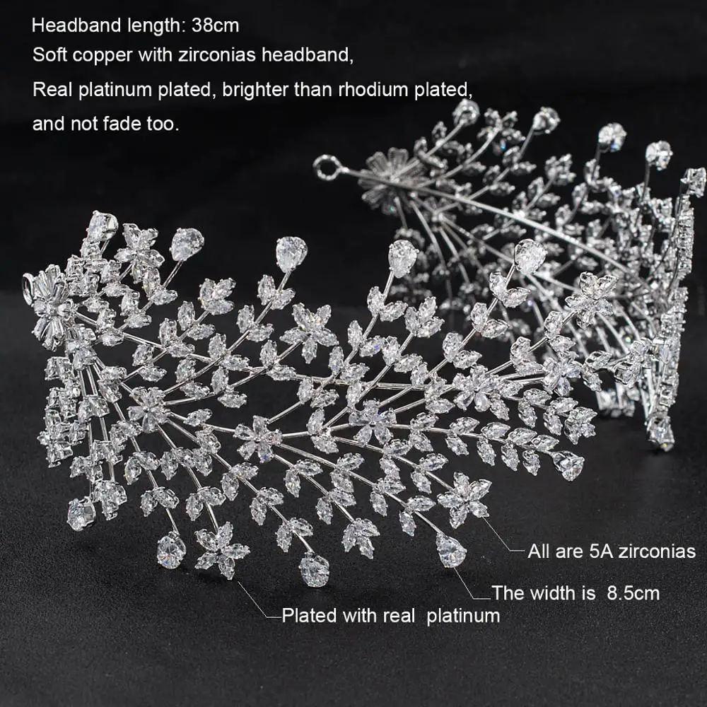 Женская мягкая повязка на голову свадебная тиара с кубическим цирконием