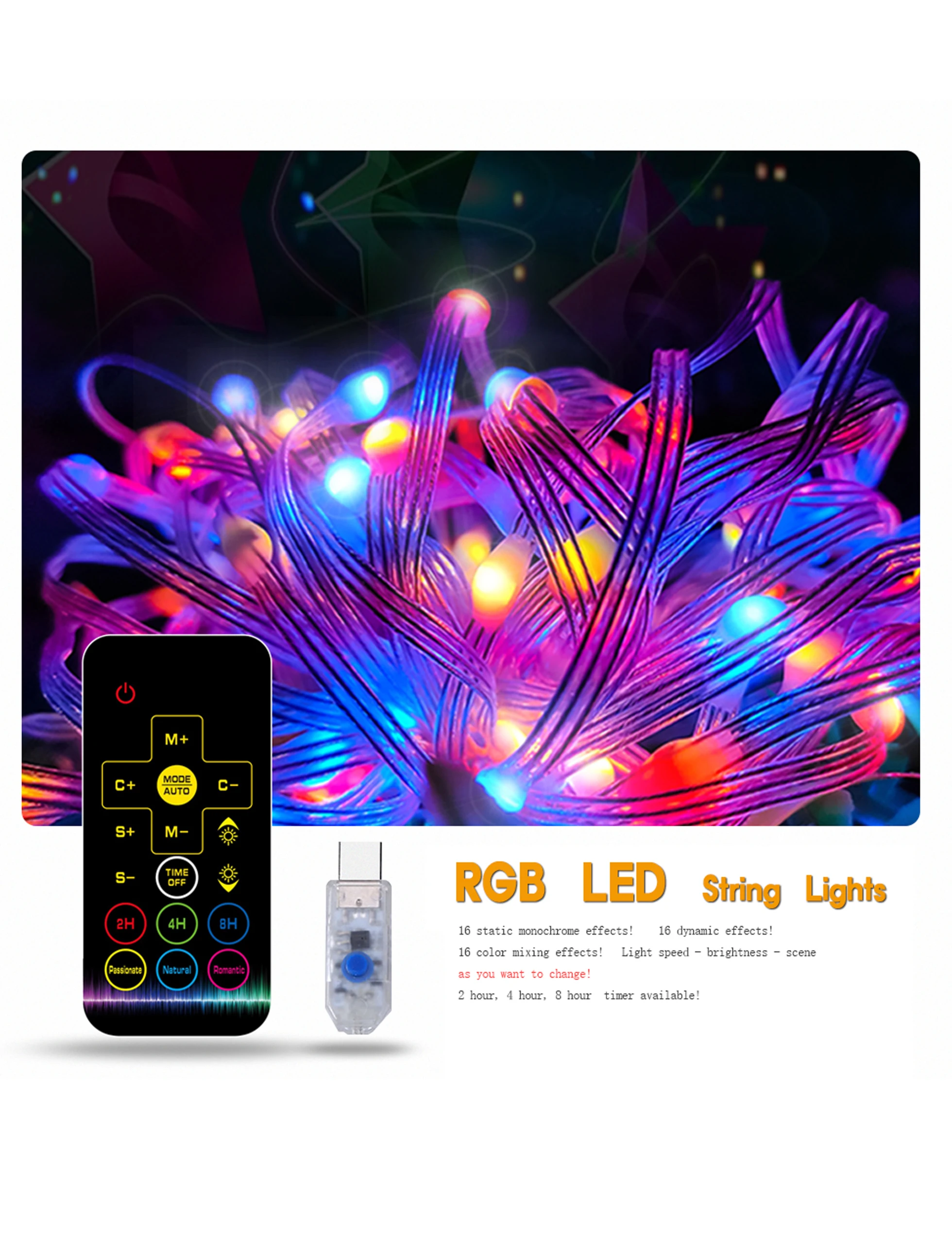 Гирлянда светодиодная RGB с USB 5 м 10 | Лампы и освещение