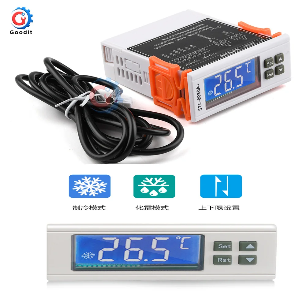 

12V 24V 220V Thermostat STC-8080A+ refrigeration timing defrosting intelligent temperature controller refrigerator cold storage