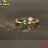 925 sterling silver emerald zircon open thin rings for women light luxury 18k gold female fine jewelry