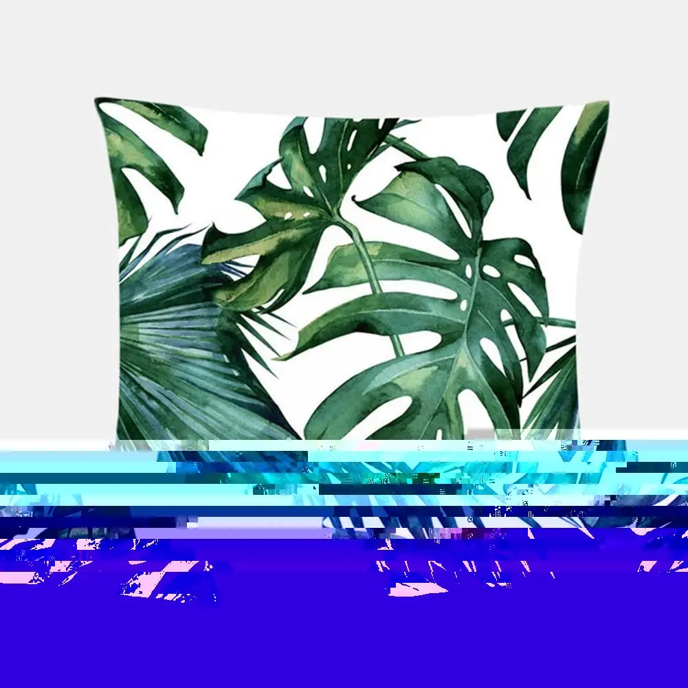 

New Tropical Plants Cushion Cover Polyester Green Leaves Throw Pillowcase Flower Cover Decorative Case Cushion Pillow E2S4