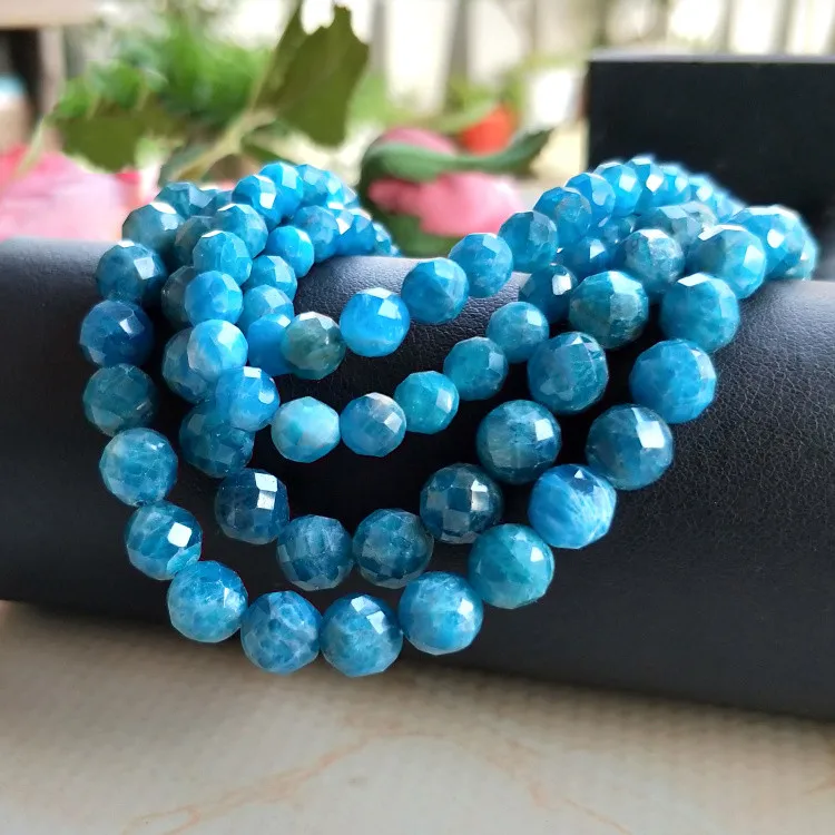 

loose beads Apatite round faceted blue 2/3/4/6/8/10mm 14inch for DIY jewelry making FPPJ wholesale beads nature