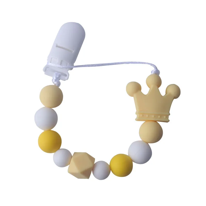 Cadena de silicona para chupete de beb&eacute;, corona de colores DIY, chupete de dentici&oacute;n para ni&ntilde;os, juguetes para masticar, soporte para mordedor Dummy-0
