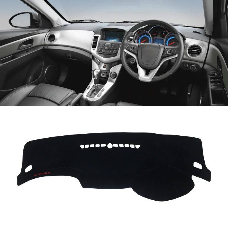 Для Chevrolet Cruze 2009 2010 2011 2012 2013 коврик для приборной панели автомобиля солнцезащитный тент коврик приборная панель аксессуары для ковров - Название цвета: RHD Black  Side