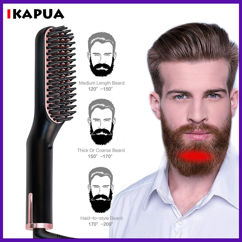 

Выпрямитель для бороды ионный Выпрямитель для волос щетка профессиональный выпрямитель для волос плоские утюжки нагреваемая Расческа Щет...