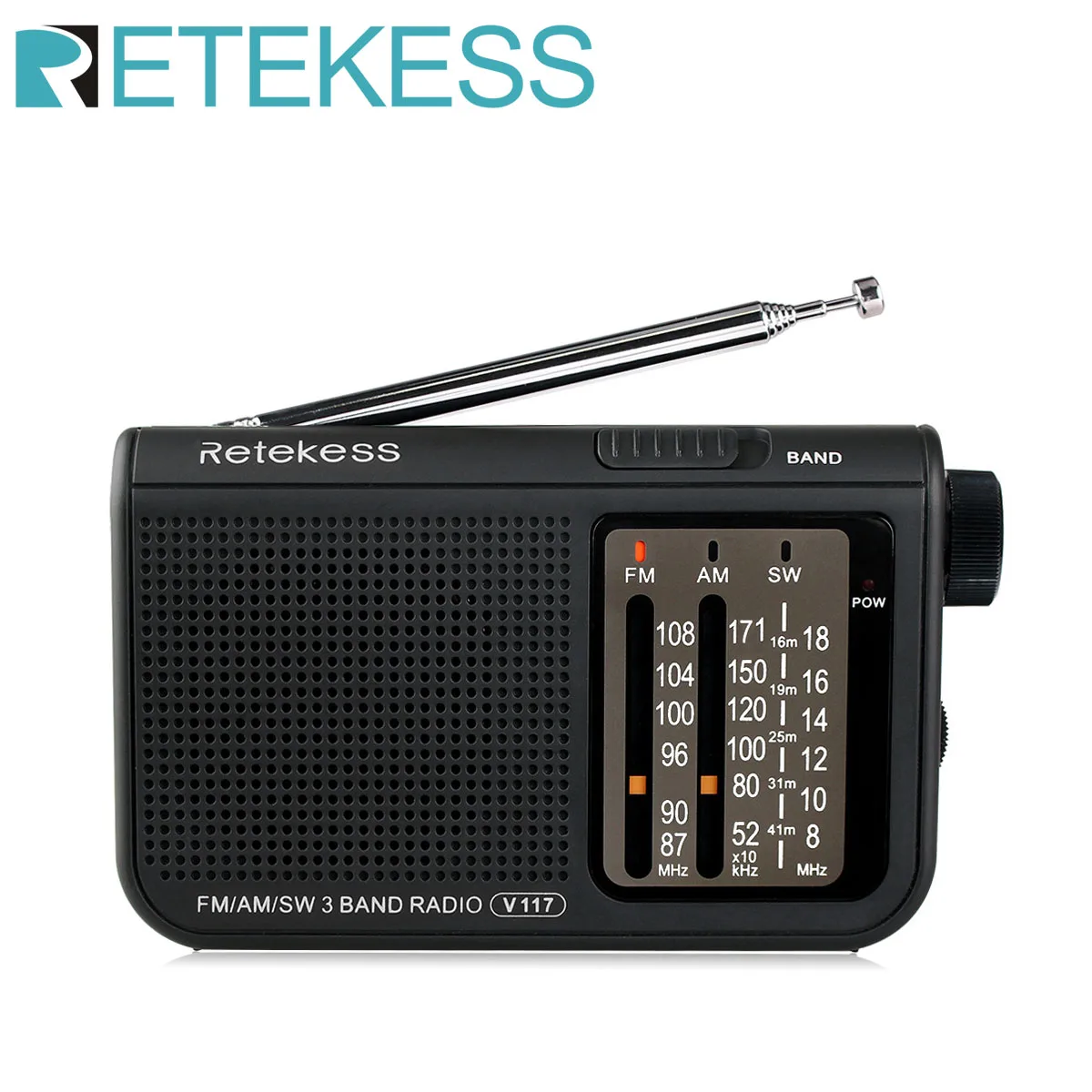 Retekess V117 3 диапазона FM/AM/SW портативная Радио батарея аварийный радиоприемник