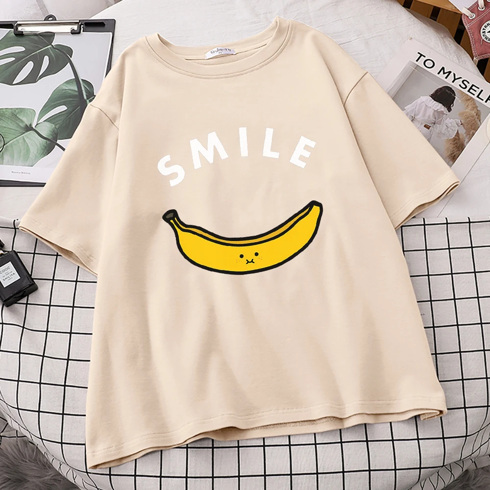 

Smile Banana Funny Printing Men's Tshirt Comfortable Vintage Tee Shirts Crewneck Loose T-Shirt Summer Oversized T Shirts Mens