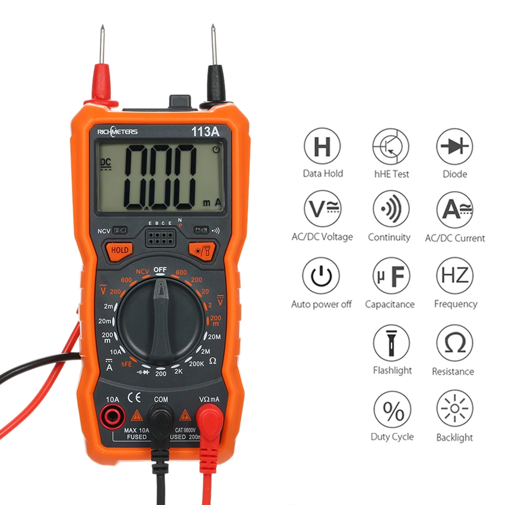 Цифровой мультиметр RICHMETERS RM113A NCV 2000 отсчетов HFE измеритель напряжения
