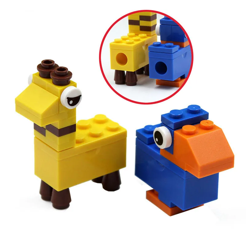 

1pcs DIY Creative Building Blocks Pencil Sharpener Cartoon Student Stationery Afilador Kindergarten Kids Puzzle Toy