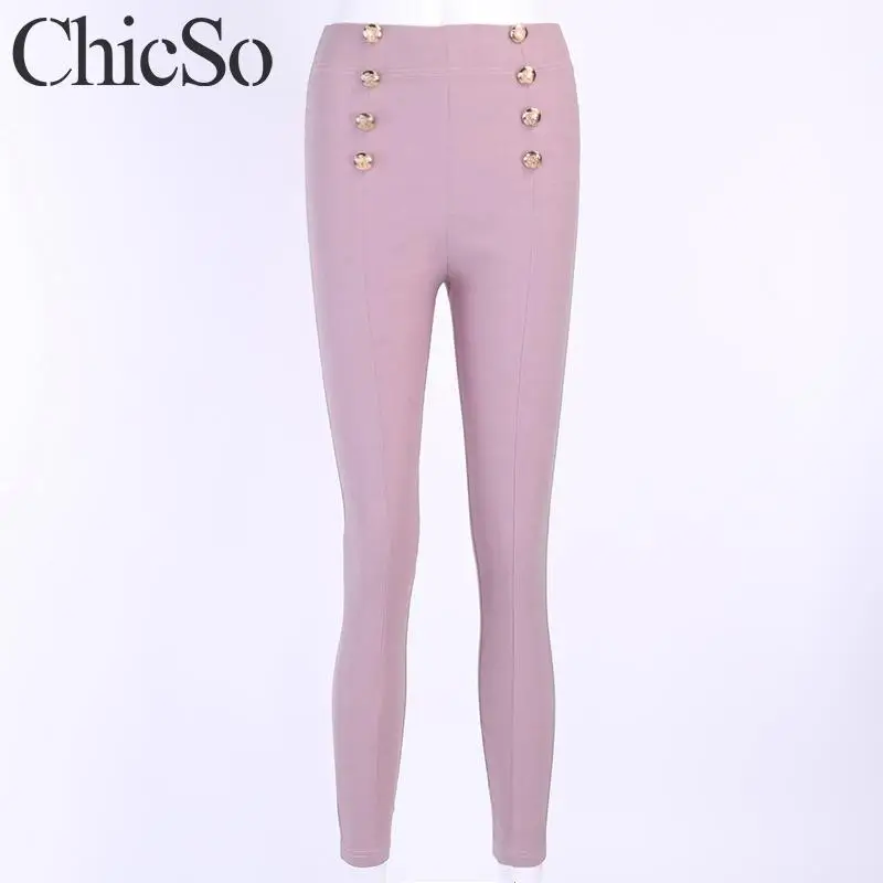 Женские узкие брюки MissyChilli трикотажные длинные с высокой талией на пуговицах