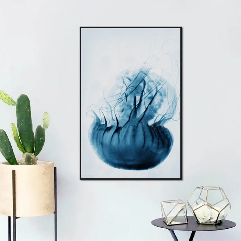 Скандинавский элегантный стиль светильник голубая Медуза холст масляное