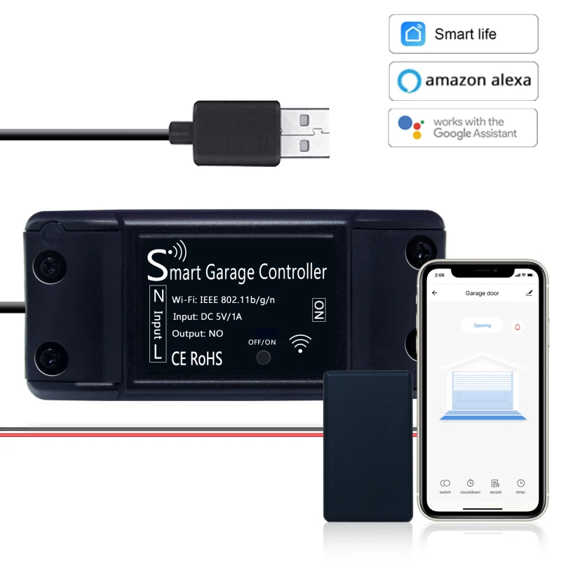 

Смарт-контроллер двери гаража Tuya, Wi-Fi датчик открывания дверей, работает с приложением Smart Life/Tuya, индукционный сенсор для Alexa Echo Google Home