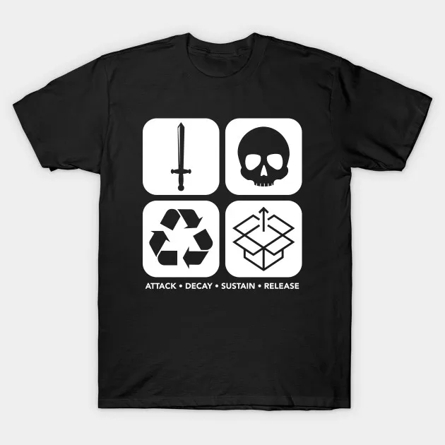 Мужская футболка Attack Decay Sustain Release Icons Футболка женская футболка|Мужские футболки|