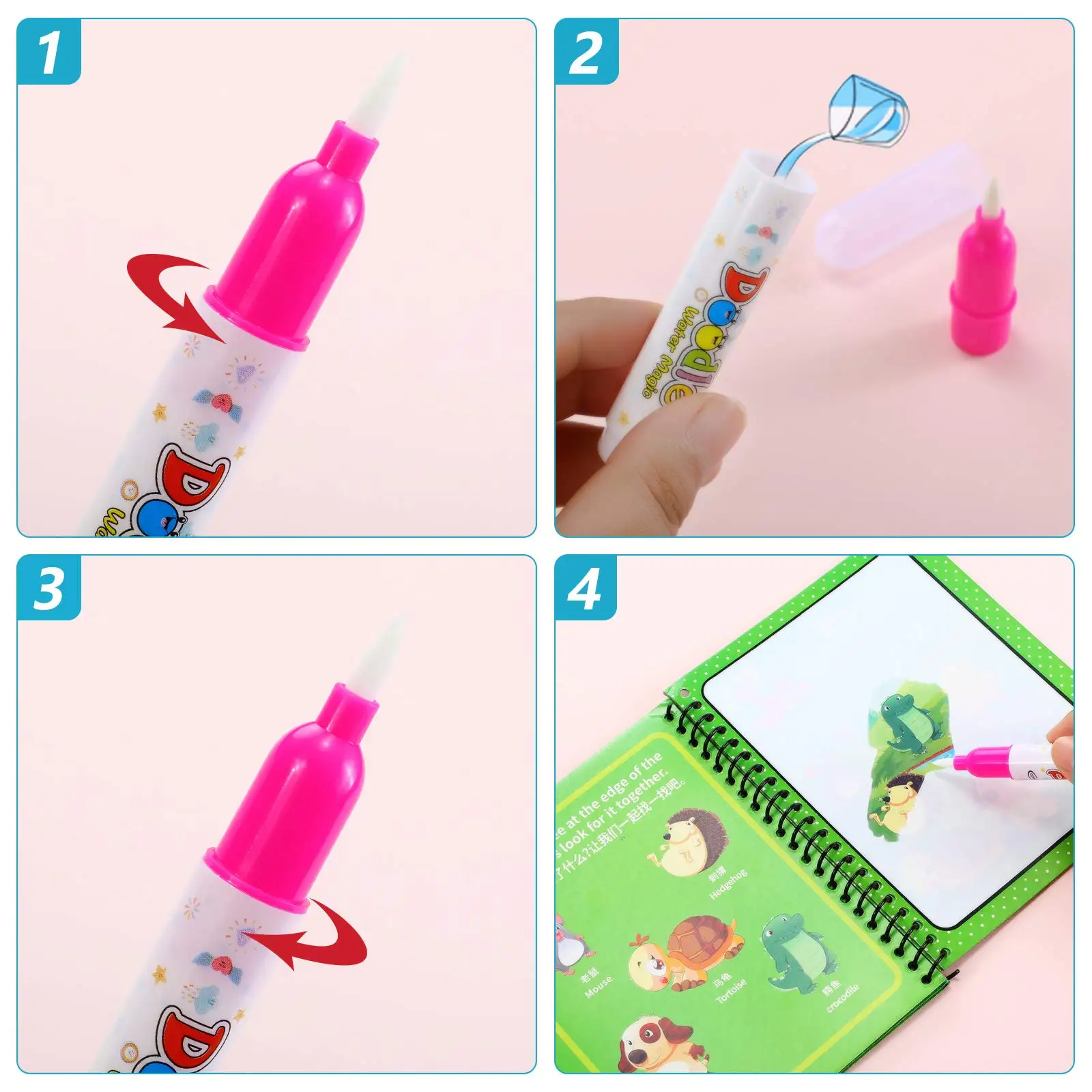 

4/10 pieces Montessori Toys Reusable Coloring Book Magic Water Drawing Book Sensory Early Education Toys for Kids Birthday Gift