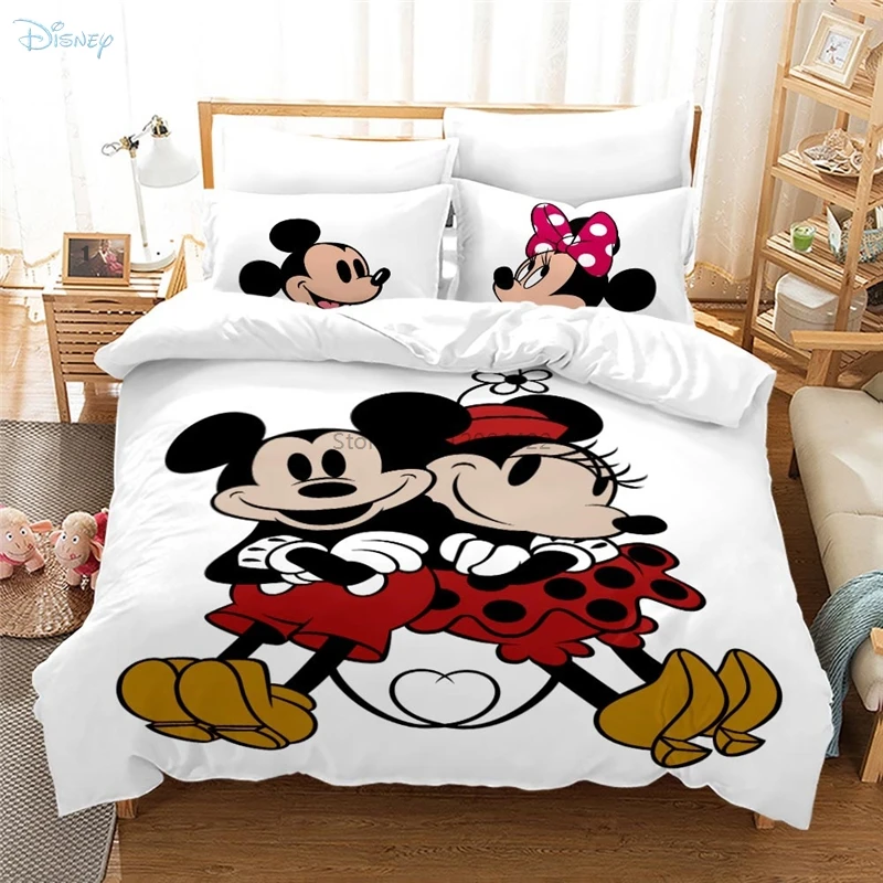 

Black and White Disney Bedding Set Mickey Mouse Minnie Mouse Cartoon 3d Pattern Duvet Cover Pillowcase Comforter Cover 2/3pcs
