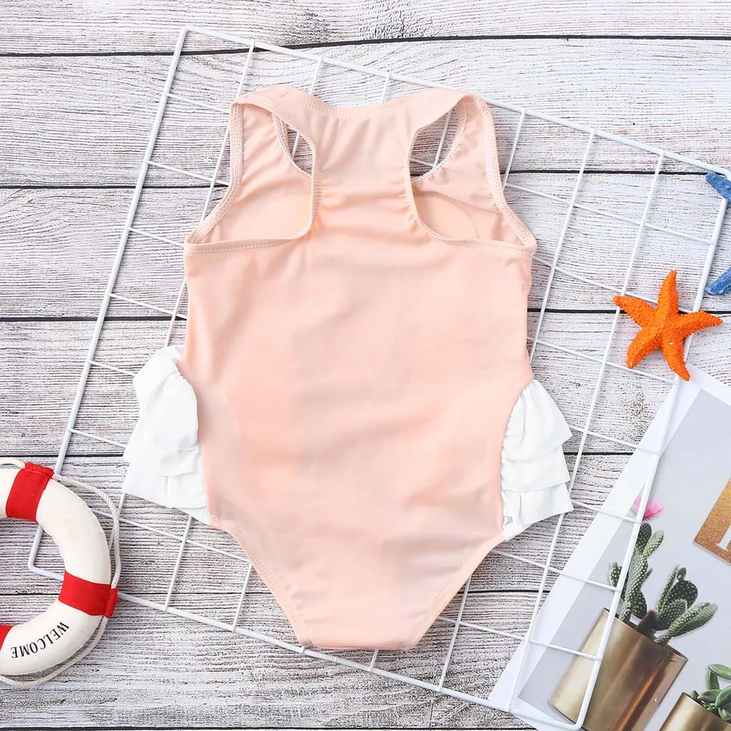 Цельный купальник с маленьким лебедем милый розовый пляжный комбинезон