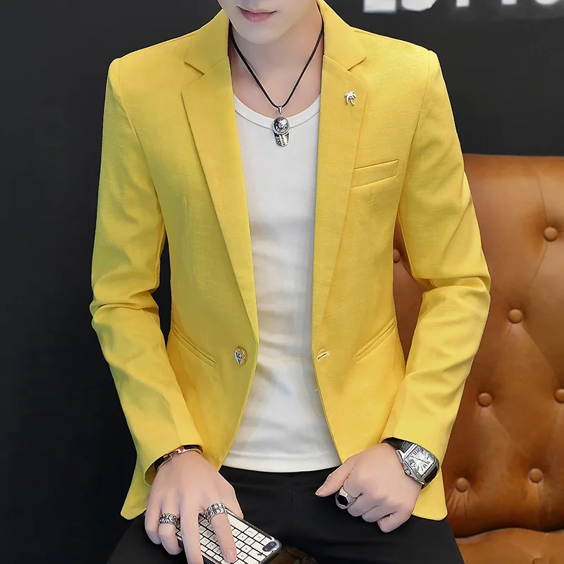 

2021 bamboo cotton men's leisure small blazer In the spring of the new solid color blazer Dropshipping