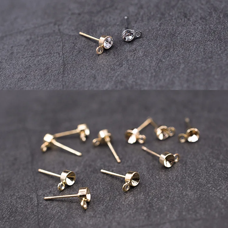 50 шт. металлические серьги гвоздики для девочек с кольцом аксессуары сделай сам