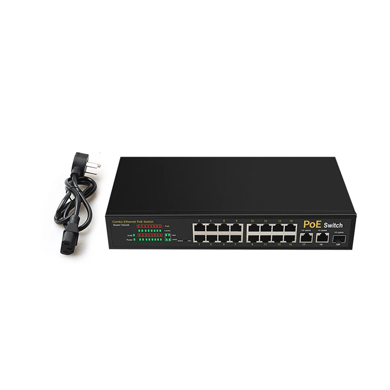 100M POE Switch Ethernet 16-Port+2-Port Gigabit Uplink+1SFP VLAN Fast with Metal Shell For Monitoring Camera Power Supply | Компьютеры и